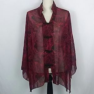 DressBarn Sheer Holiday Top With Glitter Accents